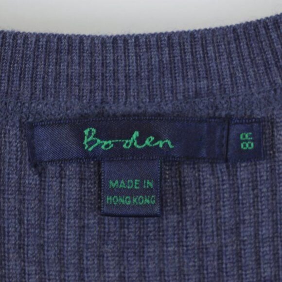 Boden Women's Size 8 Blue Tight Knit Scoop Neck 3/4 Sleeve Mini Sweater Dress - Picture 6 of 6